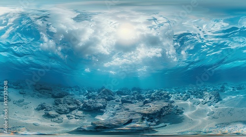 Underwater World 8K VR Environment Map: 360-Degree Equirectangular Projection with HDRI Spherical Panorama