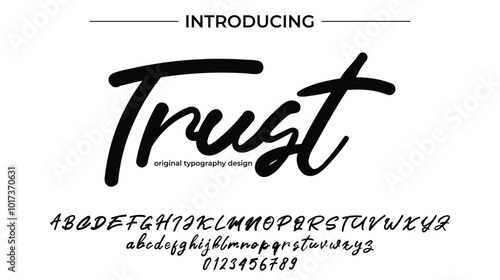 Trust Font Stylish brush painted an uppercase vector letters, alphabet, typeface
