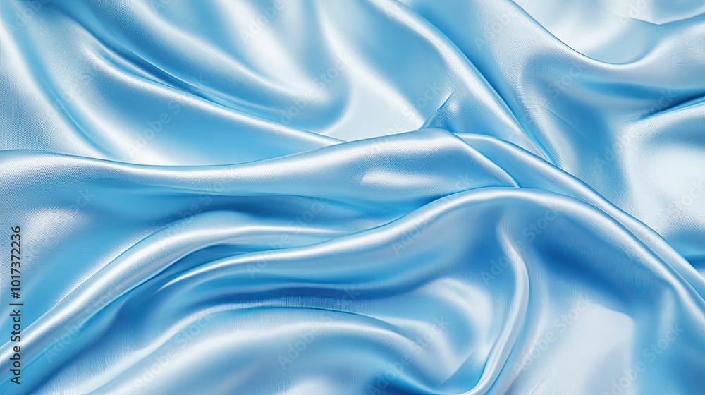 Luxurious Blue Silk Fabric with Elegant Waves and Soft Texture for Fashion and Interior Design Concepts Luxurious Blue Silk Fabric with Elegant Waves and Soft Texture for Fashion and Interior Design Concepts