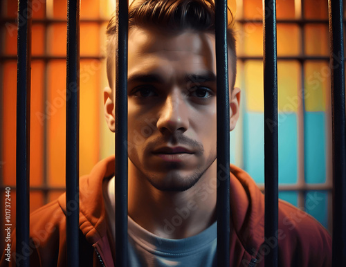 Man in jail. Author Artist Nadia Russ.