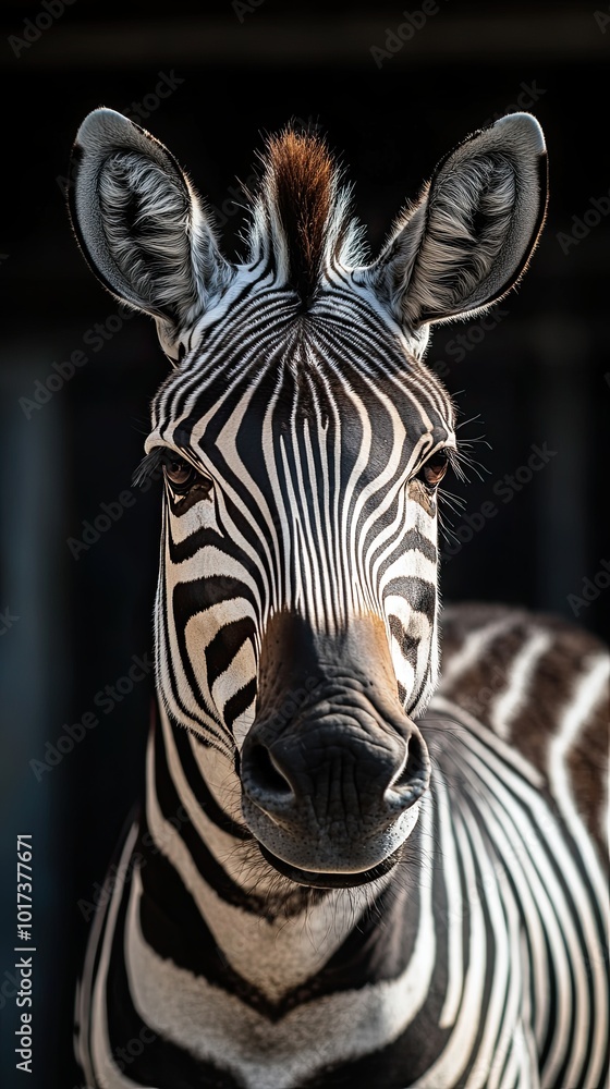 Naklejka premium zebra isolated on metal background
