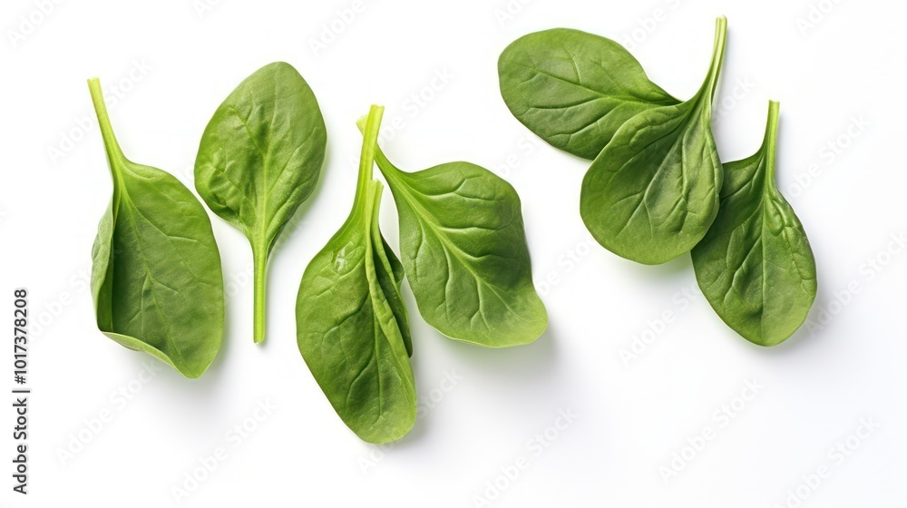 Fototapeta premium Fresh Spinach Leaves Isolated on White Background
