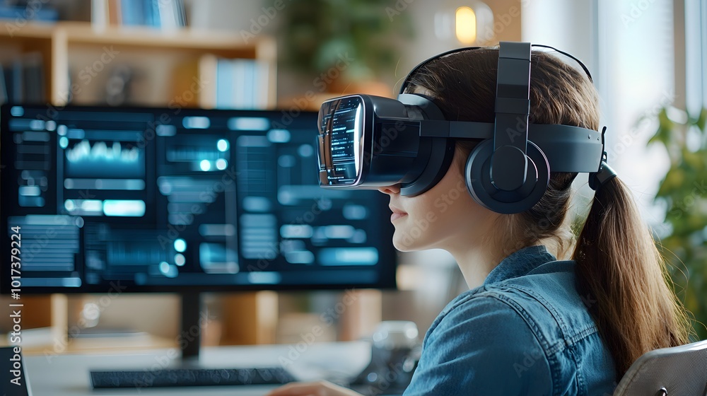 Entrepreneur Leads Digital Strategy Session with Advanced Holographic Data Tools in Sleek High Tech Startup Office Environment Entrepreneur Leads Digital Strategy Session with Advanced Holographic Data Tools in Sleek High Tech Startup Office Environment