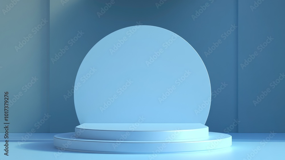 Abstract Blue Cylindrical Pedestal Display with a Curved Background Abstract Blue Cylindrical Pedestal Display with a Curved Background