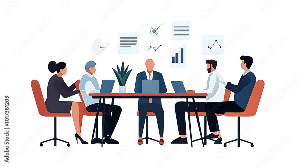 Executive Leads Corporate Meeting to Strategize and Discuss Business Goals and Targets for Company Success Executive Leads Corporate Meeting to Strategize and Discuss Business Goals and Targets for Company Success