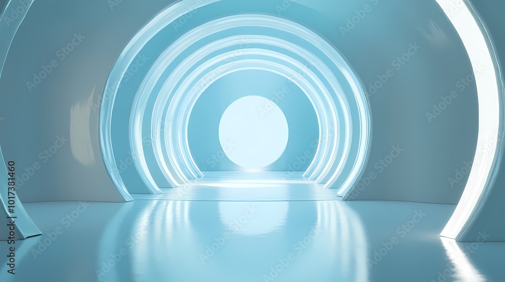 Obraz premium Digital Technology Blue Circular Poster Background with generative