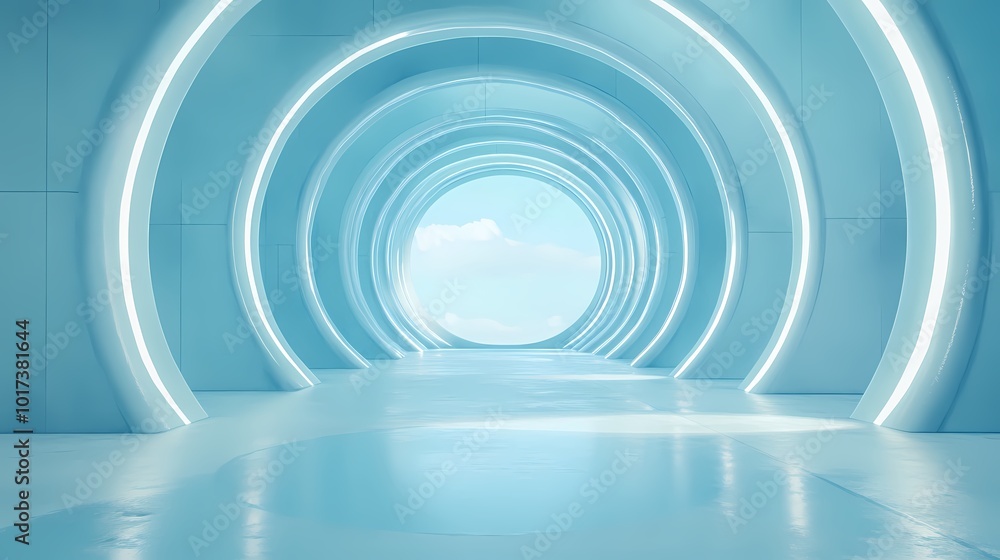 Obraz premium Digital Technology Blue Circular Poster Background with generative