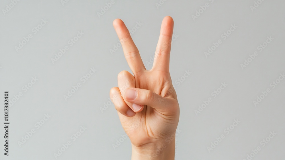 A hand counting ‘two’ with fingers raised, showing clarity and simplicity A hand counting ‘two’ with fingers raised, showing clarity and simplicity