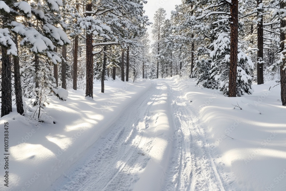 Tranquil Winter Walk: Discovering Serenity on a Snowy Pine Forest Path Tranquil Winter Walk: Discovering Serenity on a Snowy Pine Forest Path