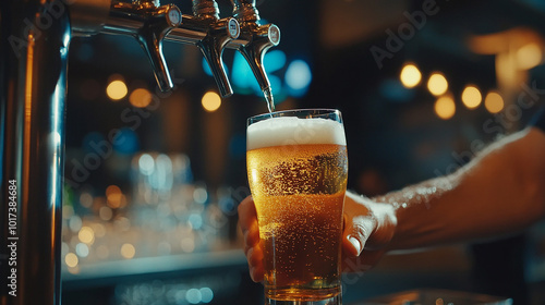 close up hand man using beer tap machine 