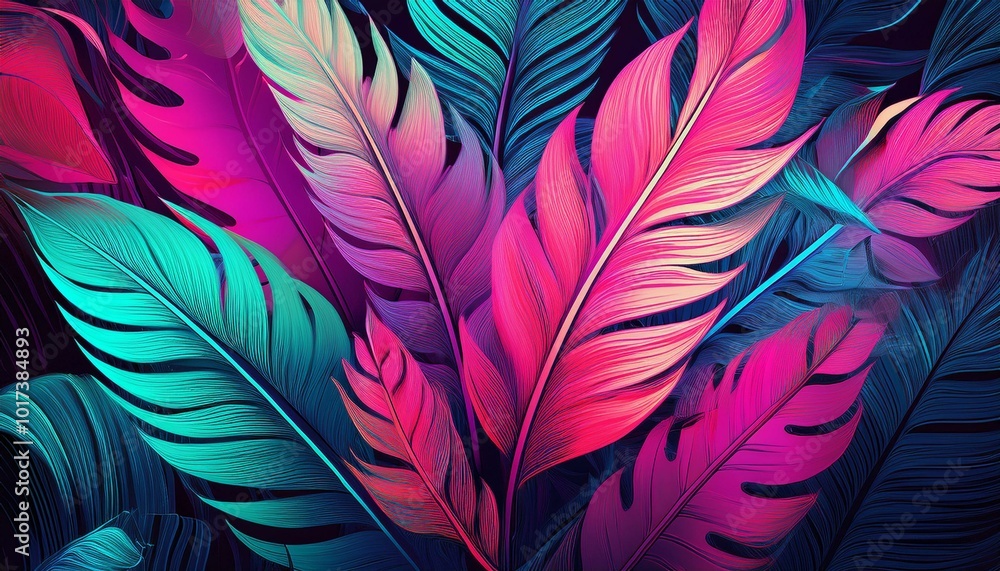 Vibrant pink and blue feathers Vibrant pink and blue feathers