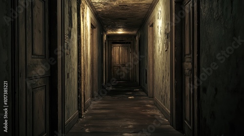 Dark and Eerie Hallway