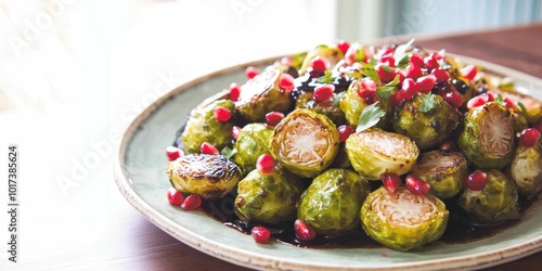 a plate of brussels sprous with pome and pome