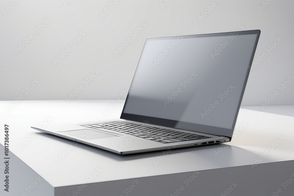 black laptop with blank screen on solid background black laptop with blank screen on solid background