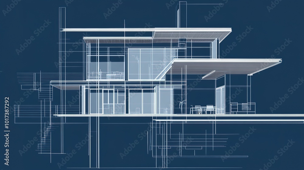 A Detailed Blueprint Sectional Design, Showcasing Architectural Elements and Structural Integrity of a Building. This Design Includes Floor Plans, Elevations, and Cross-Sections, Highlighting Key Feat A Detailed Blueprint Sectional Design, Showcasing Architectural Elements and Structural Integrity of a Building. This Design Includes Floor Plans, Elevations, and Cross-Sections, Highlighting Key Feat