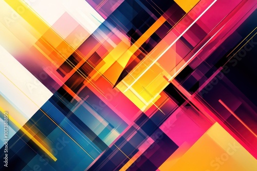 An abstract geometric design with sharp angles and bright colors, symbolizing the structure of managing complex ideas.