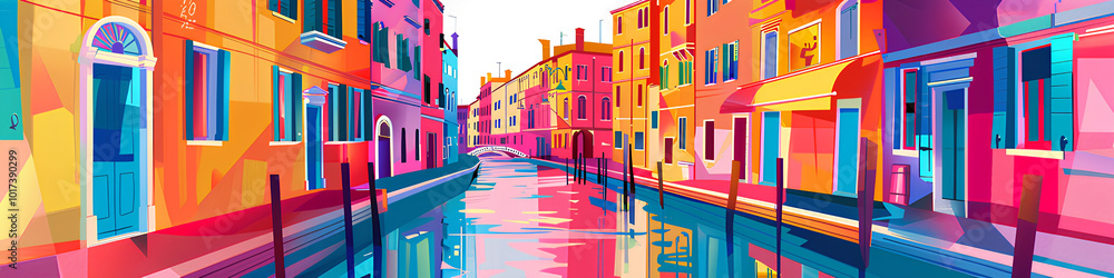 Fototapeta premium 運河の街 水の都ベニス(横長)