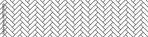 Black and white herringbone tile seamless pattern. Floor, parquet, ceramic surfaces texture. Subway stone or ceramic wall background. Kitchen backsplash or bathroom wall texture. Vector illustration.
