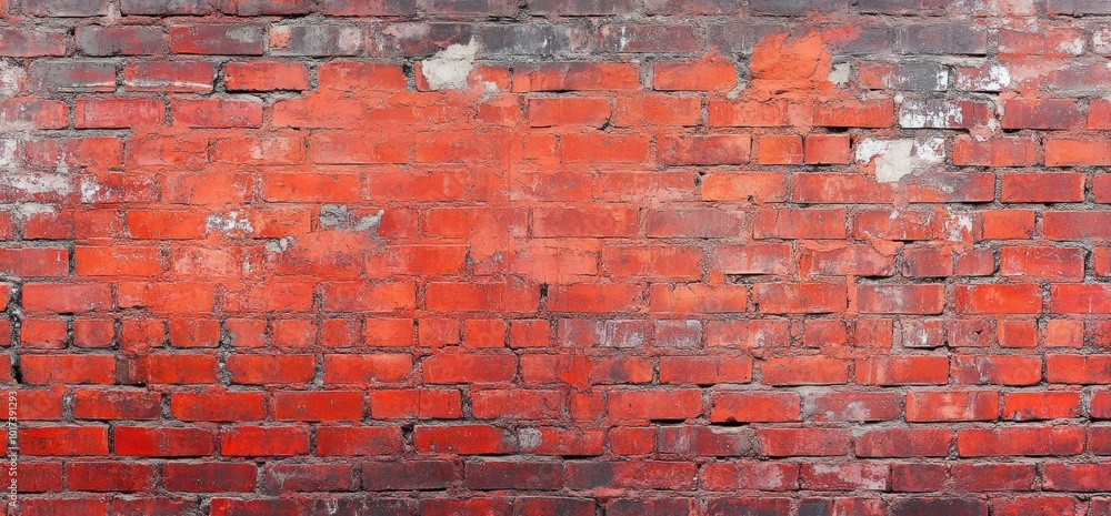 Old red brick wall texture with white paint remnants. Old red brick wall texture with white paint remnants.