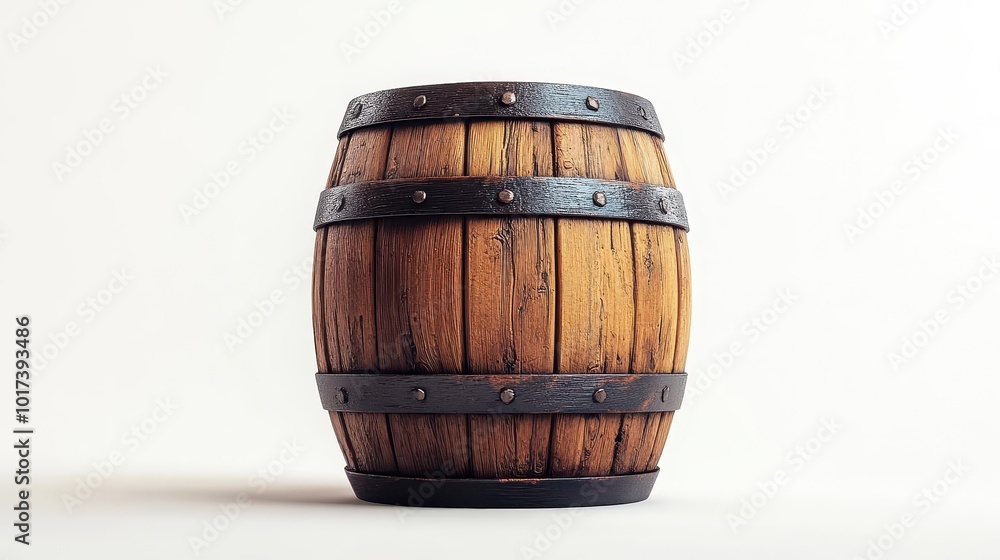 simple wooden barrel icon set against a pristine white background encapsulating rustic charm and functionality in an elegantly minimalistic style simple wooden barrel icon set against a pristine white background encapsulating rustic charm and functionality in an elegantly minimalistic style