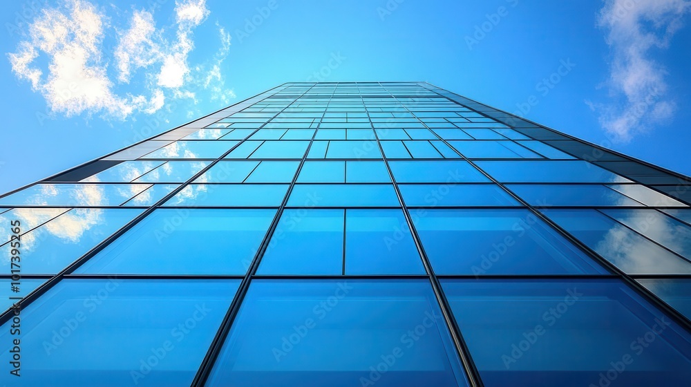 stunning view of a high glass building tower against a backdrop of a clear blue sky showcasing modern architectural design and urban living the reflective surfaces create a striking visual impact stunning view of a high glass building tower against a backdrop of a clear blue sky showcasing modern architectural design and urban living the reflective surfaces create a striking visual impact