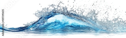 Wallpaper Mural A close-up of a blue wave breaking on a white background with water droplets flying in the air. Torontodigital.ca