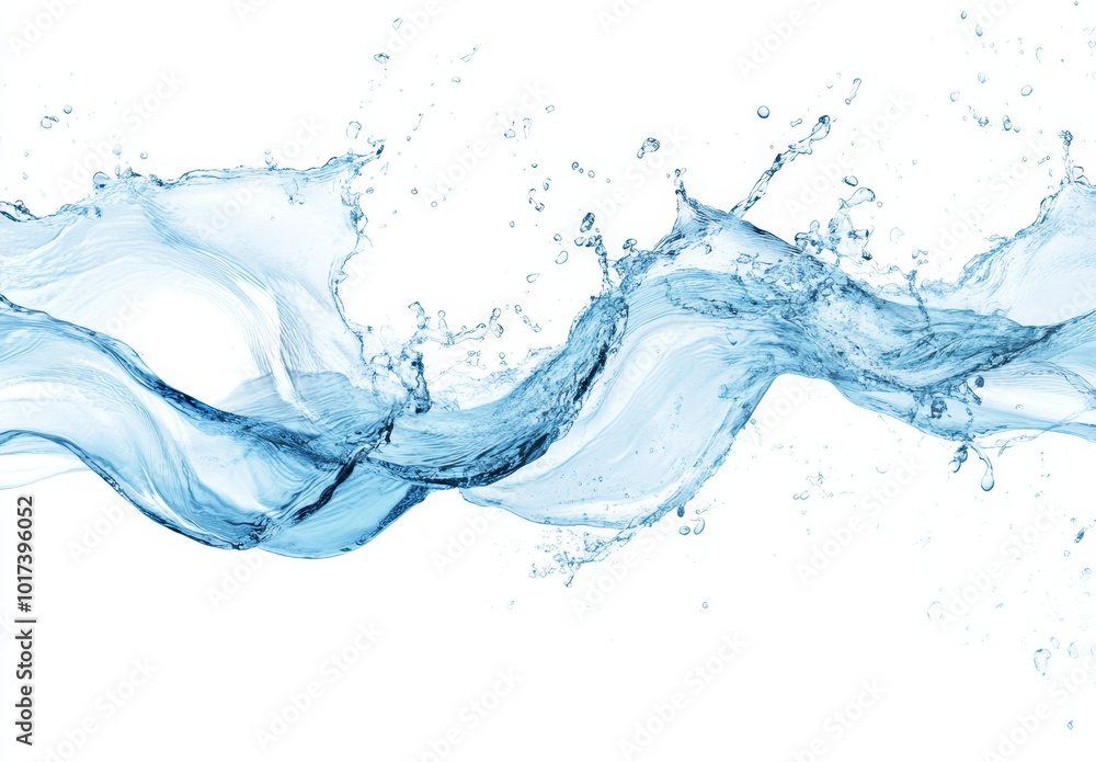 Abstract water splash with a wave motion, isolated on white background. Abstract water splash with a wave motion, isolated on white background.