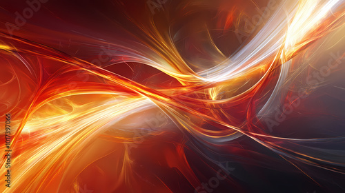 Dynamic abstract light play featuring intense bursts of light and shadow creating intricate, fluid patterns of color and contrast. Light and Shadow Play. Illustration