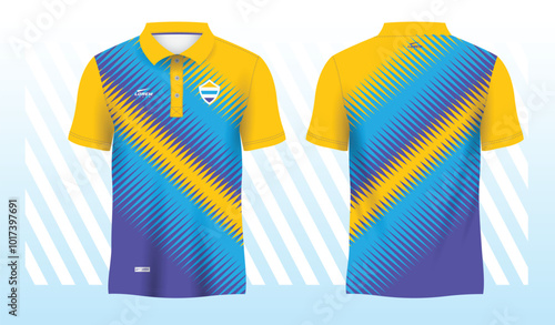 blue yellow polo sport shirt sublimation jersey template