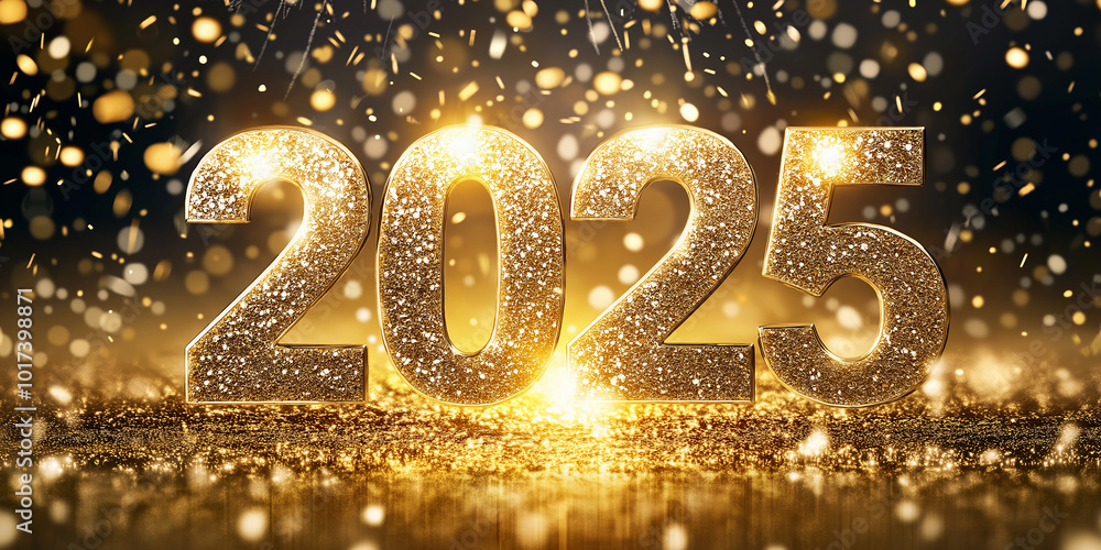 2025 happy new year golden glitter sparkling numbers background 2025 happy new year golden glitter sparkling numbers background