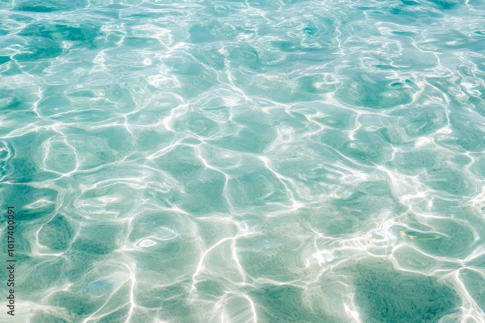 Fototapeta premium Abstract rippling turquoise water with sun reflections.