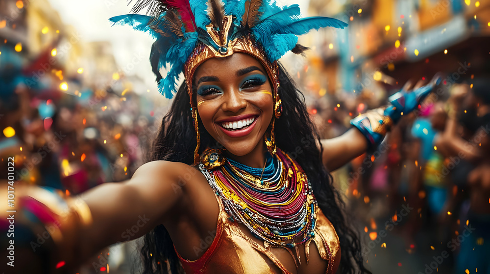 Vibrant celebration with a joyful dancer in colorful attire. Vibrant celebration with a joyful dancer in colorful attire.