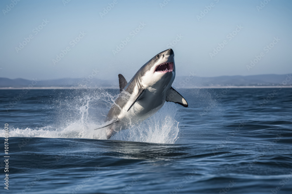 Naklejka premium Shark is leaping out of the water