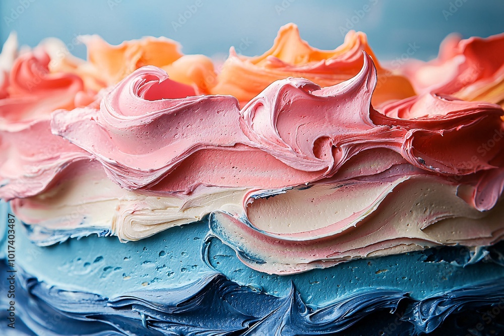 Colorful Birthday Cake with Creamy Frosting Design Colorful Birthday Cake with Creamy Frosting Design