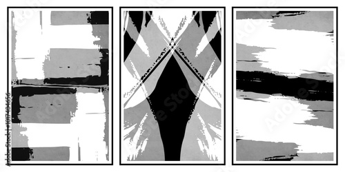 Set of 3 Abstract illustration in vintage style. For use in graphics, for wall decor.