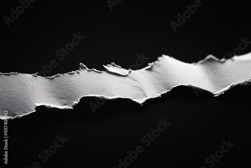 torn paper edge on black background - abstract texture and background photo