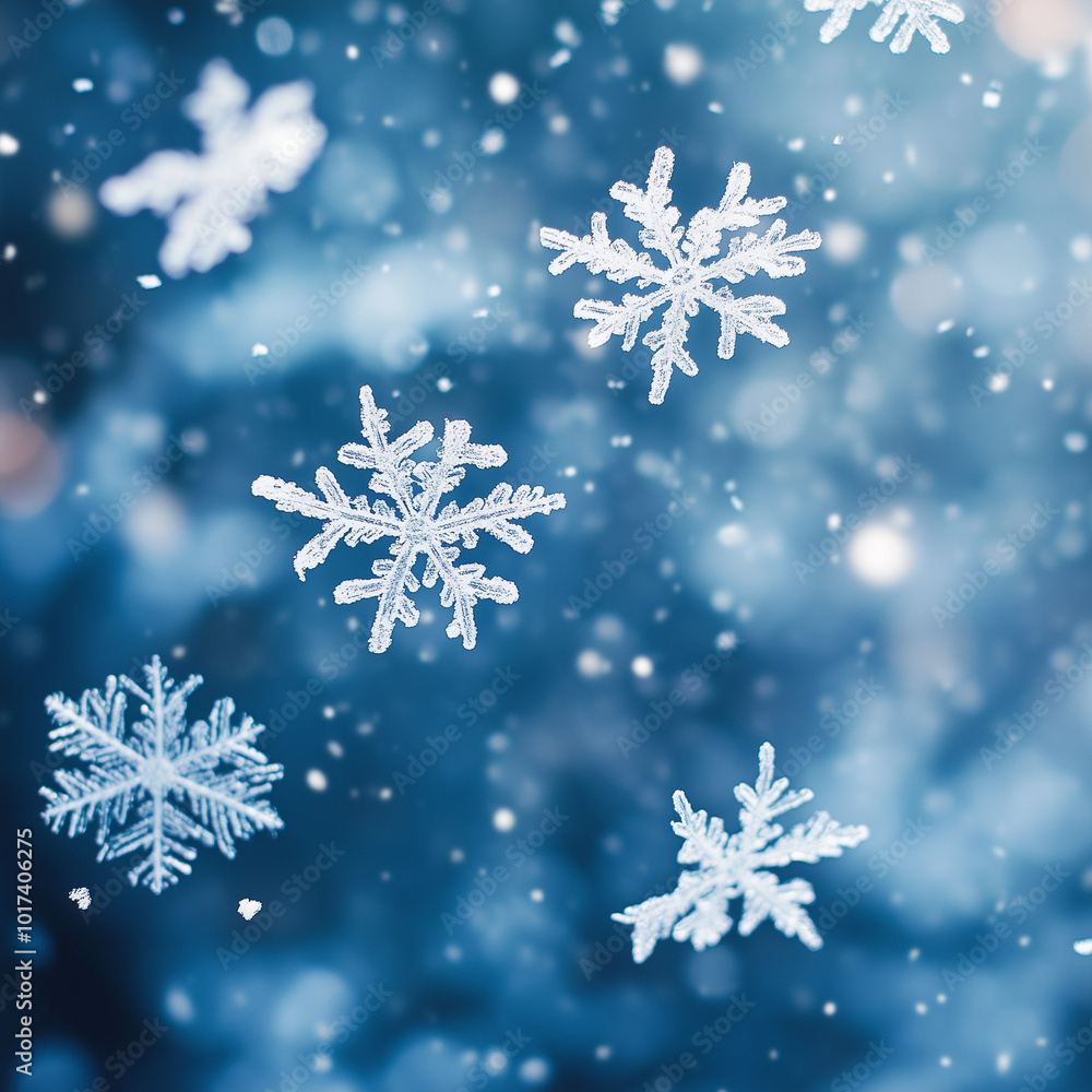 macro photo of snowflakes fluttering and falling to the snow covered ground in the light macro photo of snowflakes fluttering and falling to the snow covered ground in the light