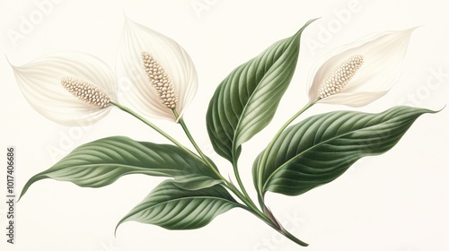 Three White Peace Lilies