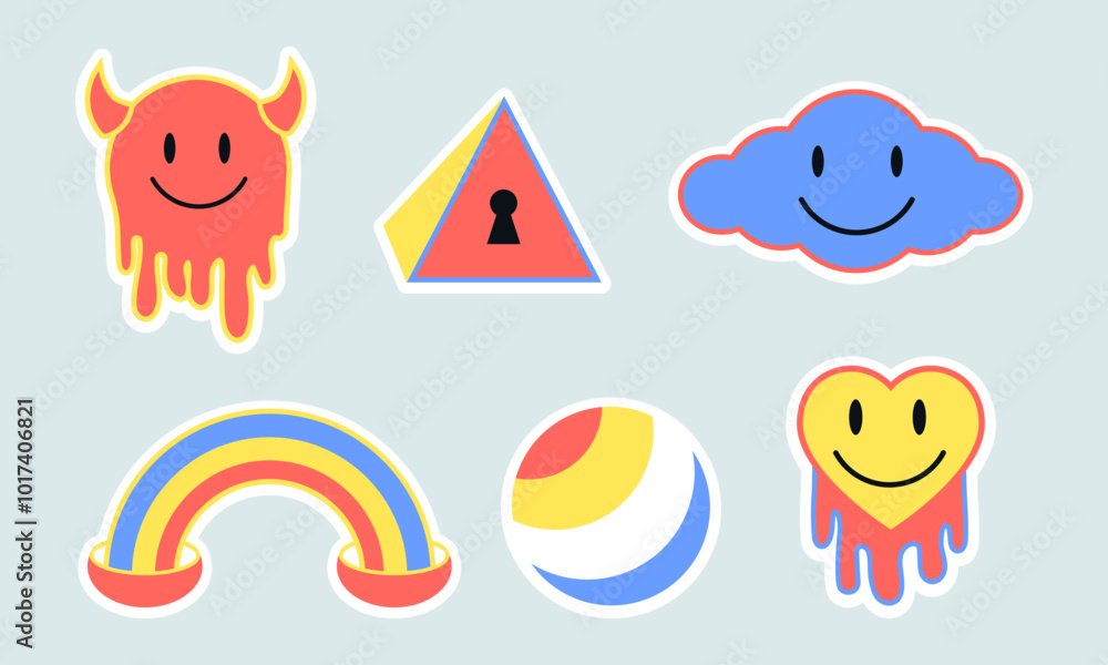 Psychedelic pop art sticker set for retro and modern creative designs
Psychedelic pop art sticker set for retro and modern creative designs