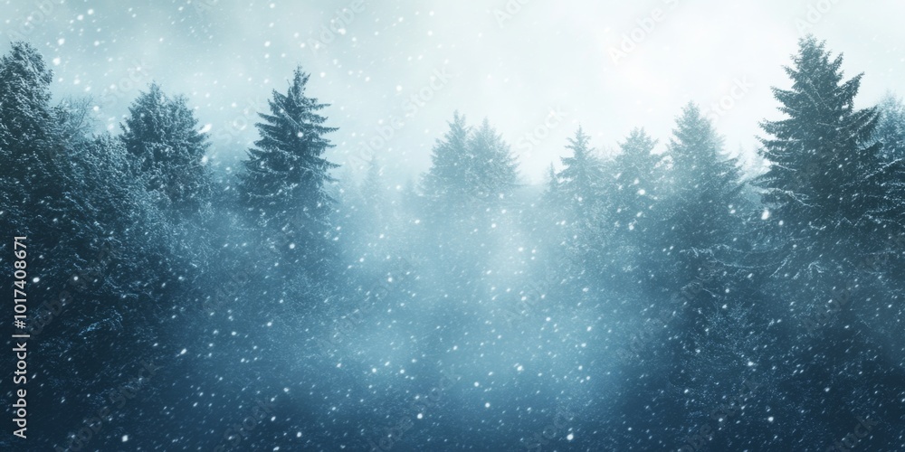 A snowstorm sweeping through a forest of tall trees, snowflakes blurring the scene A snowstorm sweeping through a forest of tall trees, snowflakes blurring the scene