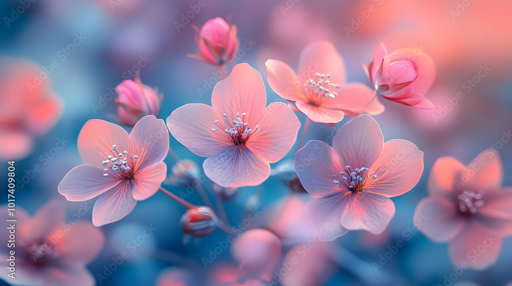 Delicate Pink Flowers in Soft Focus Illustration Delicate Pink Flowers in Soft Focus Illustration
