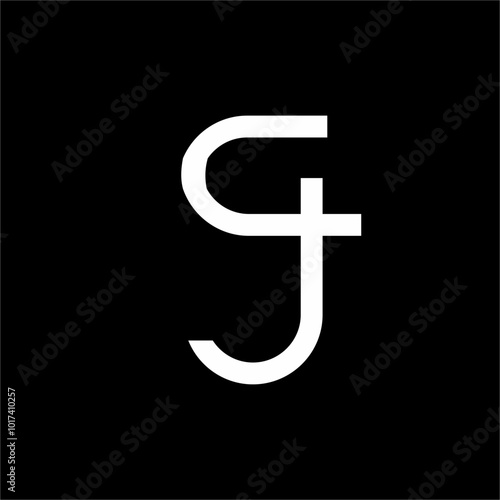 GJ letter logo design with cross symbol.