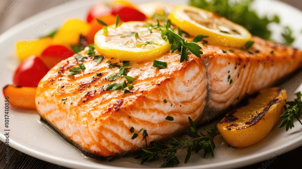 Grilled Salmon Fillet with Lemon and Herbs Grilled Salmon Fillet with Lemon and Herbs