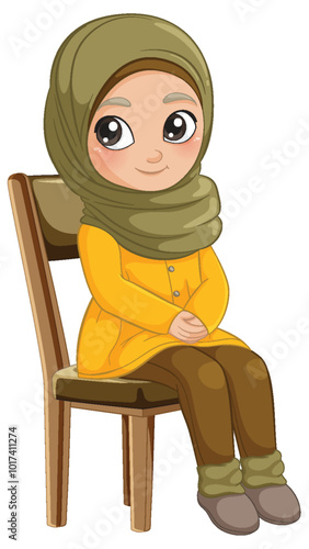 Young Girl Sitting on Chair