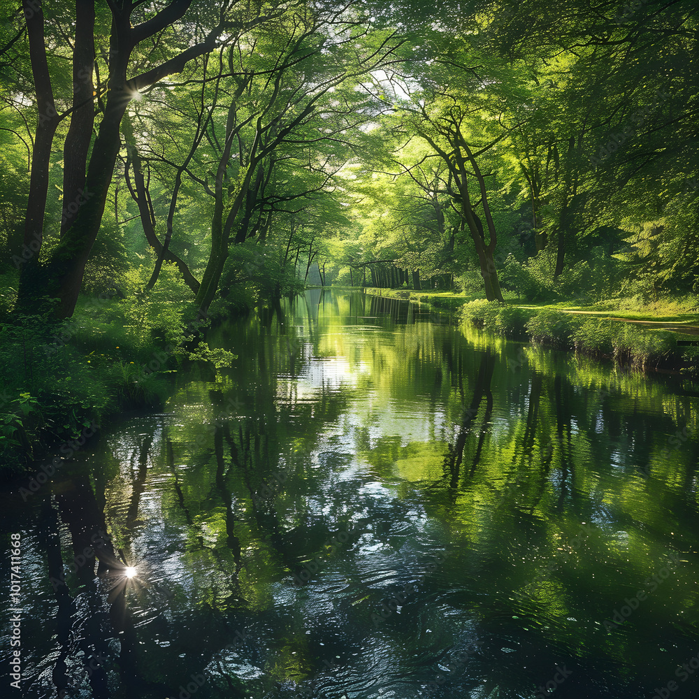 Majestic Vista of Ihme River: A Harmonious Blend of Rippling Waters and Verdant Woodland Majestic Vista of Ihme River: A Harmonious Blend of Rippling Waters and Verdant Woodland