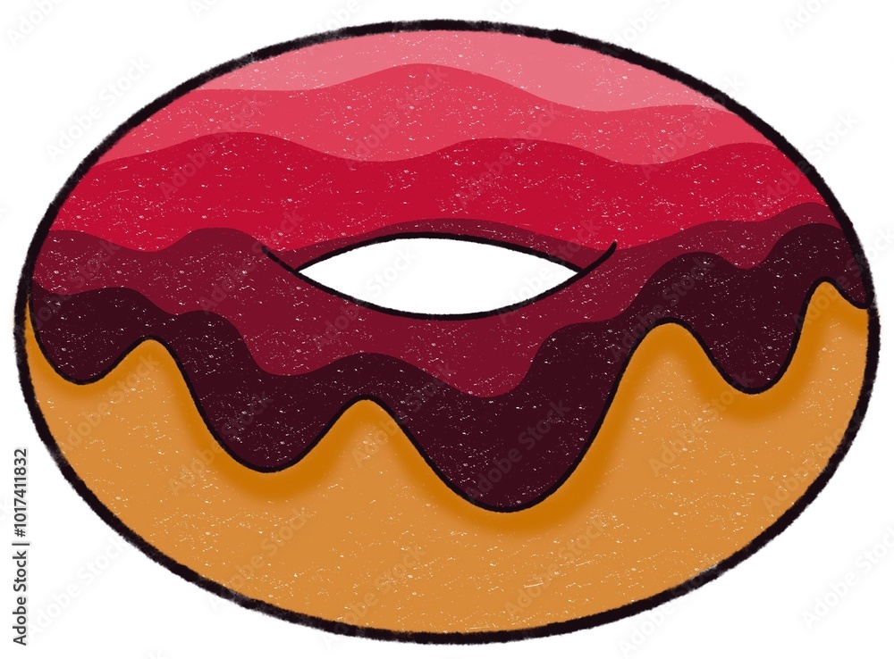 Donut drawing in curve wave color full Donut drawing in curve wave color full