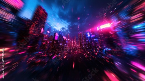 futuristic cyberpunk night city with troninspired neon lights 360 panorama hdri