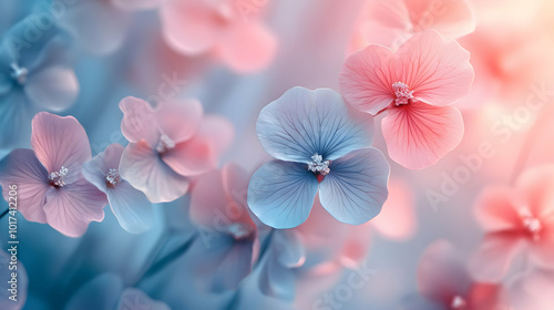 Blue and Pink Flower Illustration