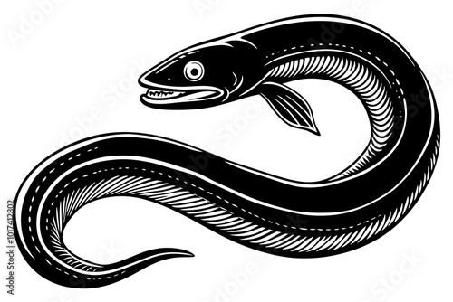 silhouette of a eel vector black fish