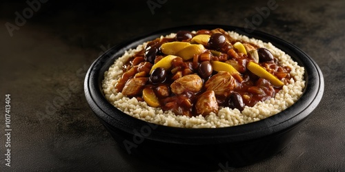 a bowl of food with rice and vegetables